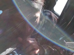 Public road head blowjob in the car