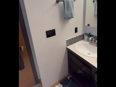 BBW stepmom MILF quickie in the bathroom fucked from behind your pov