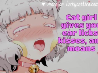 Erotic ASMR Cat Girl gives you Breathy Kisses, Ear Licks, and Moans