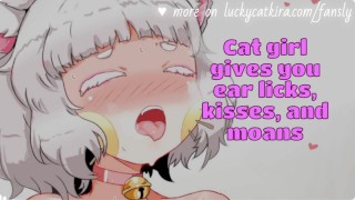 Erotische ASMR Cat meid geeft je ademende Kisses, oor likt en kreunt