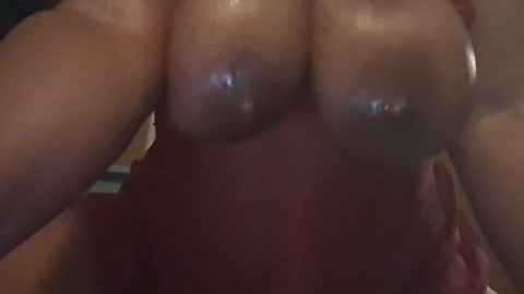 EBONY GODDESS BOUNCING BIG FAT TITTIES W/ SPIT DRIPPING DOWN THEM!