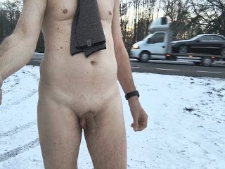 solo male, naked adventure, driver, in the nature