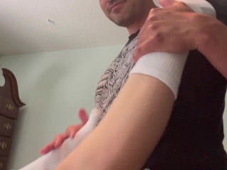 Stepdad Bites  Feet after they Run together