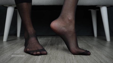 Big Feet Tease in Black Sheer Socks! Foot Fetish!