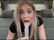 Preview 3 of dildo riding in car with leggings