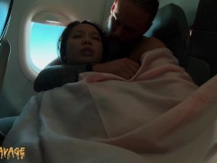 PUBLIC fingering asian on an airplane MILE HIGH CLUB