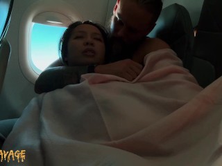PUBLIC fingering asian on an airplane MILE HIGH CLUB