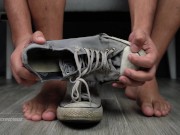 Preview 1 of Barefoot: Sneaker Seduction with Worn-out Converse!