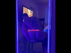 I dress up in neon like a little slut and fuck myself with dildos and but plugs in Blacklight