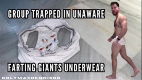 Group trapped in unaware farting giants underwear