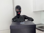 Preview 1 of TouchedFetish - Real married amateur fetish Couple in shiny Latex Rubber Catsuits | Homemade