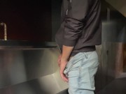 Preview 1 of Man pisses in the toilet and plays with his piss