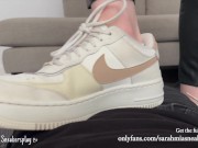 Preview 2 of Shoejob and sockjob | Cum over my Nike AF1 sneakers | Full vid on my Onlyfans