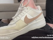 Preview 3 of Shoejob and sockjob | Cum over my Nike AF1 sneakers | Full vid on my Onlyfans