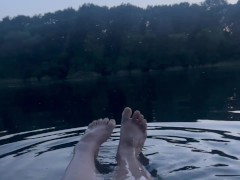 Sexy wet feet in the lake