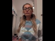 Preview 1 of Blonde with pigtails and glasses loves to tease