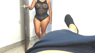 Perverted stepmother enters the room and helps with my masturbation