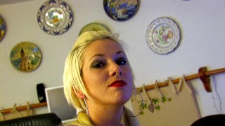 Milky with natural tits fucks and gives a blowjob in the countryside