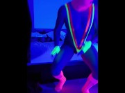 Preview 1 of Neon rave party by myself. Blacklight anal fun with toys while rolling on molly