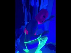 Neon rave party by myself. Blacklight anal fun with toys while rolling on molly