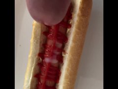 I eat a hotdog with cum