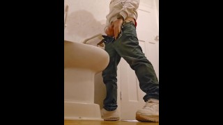 Pissing in a toilet