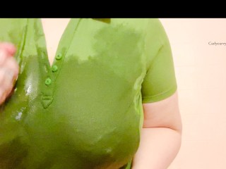 Getting my Shirt all Wet in the Bath and Showing Big Boobs!