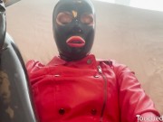Preview 4 of TouchedFetish - Real Latex Couple plays with Dildo in tight Pussy | Amateur Fetish Wife in  Catsuit