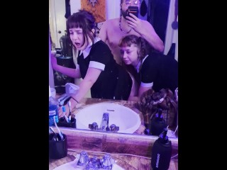 Twinsday Addams! Petite Babes Fucked in Front of the Mirror