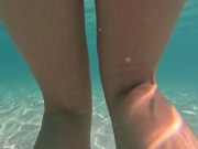 Preview 5 of girl takes off her panties pussy underwater and swims naked