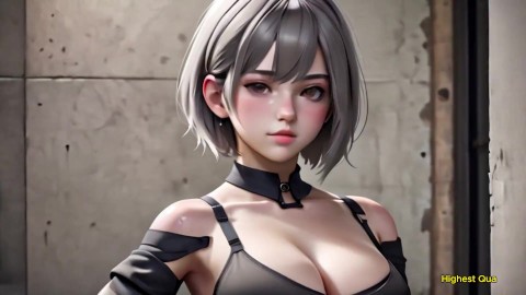 2B Without Blindfold. 3D Anime. No Nude