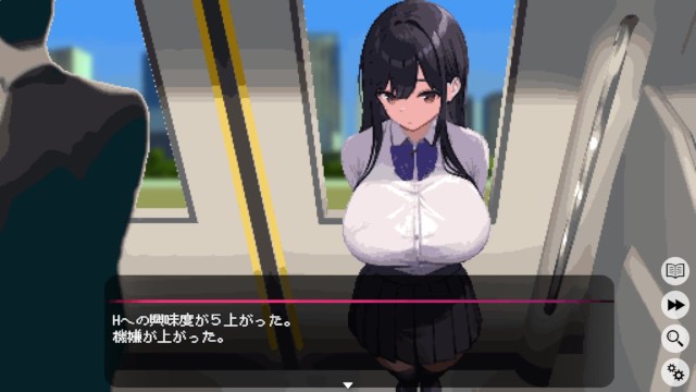【僕と彼女の痴〇生活 実況(体験版)】電車で爆乳j〇のおっぱい揉んだりスカートめくって手マンしたり・・・(ドットアニメーション同人エロゲー Hentai Game)