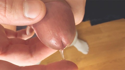 Horny college guy leaking precum