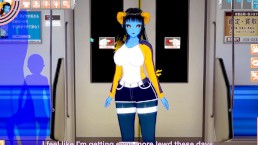 [Koikatsu Gameplay] Public sex on train with blue devil girl