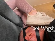 Preview 1 of French Redhead Mistress Comes Back From The Gym And Makes Her Slave Worship Her Sweaty Feet