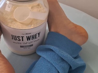 Footjob my Favorite Bottle of Protein