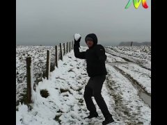 Picture a nice winter scene... snowball fight turns into icy blowjob!
