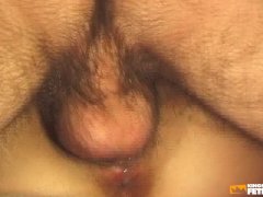 Nasty teen stick huge toys inside her tight holes before getting her cunt screwed by a man