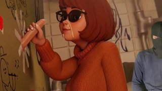 Velma banheiro solo boquete cums desenho animado