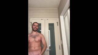 Playing with my cock in the mirror before I shower