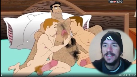 REACTION / Anime gay sex daddy get fucked by two sons
