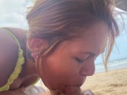 Preview 5 of CUM IN MOUTH MY STEPSIS IN PUBLIC ON BEACH