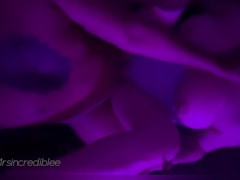 Rough sex, mouthful under black light