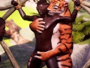 Preview 6 of Furry Tiger Missters Plays with Her BBC Human Sex Toys | Edging  Yiff 3D Hentai