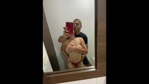 My stepbrother surprises me in the bathroom by making me suck his cock.