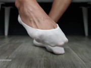 Preview 5 of Big Male Feet in Small White Women's Socks! Foot Fetish!