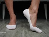 Big Male Feet in Small White Women's Socks! Foot Fetish!