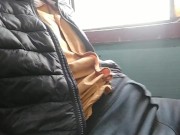 Preview 6 of A Beautiful and Hot Masturbation While I Ride to a Train  Moan Badly And Had Huge Cock Cum And Eat