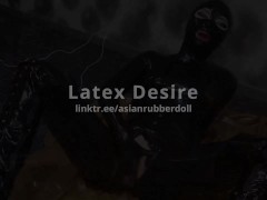 Latex girl masturbating | Human Christmas tree | Dildo