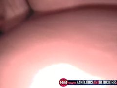 Hot blonde blowing dick and jerking off